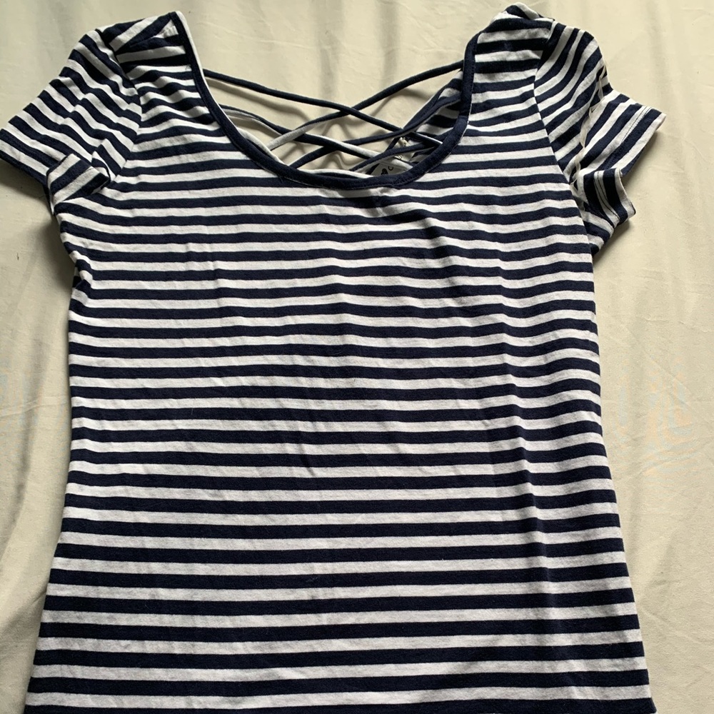 Never worn,stripped navy blue and white t-shirt